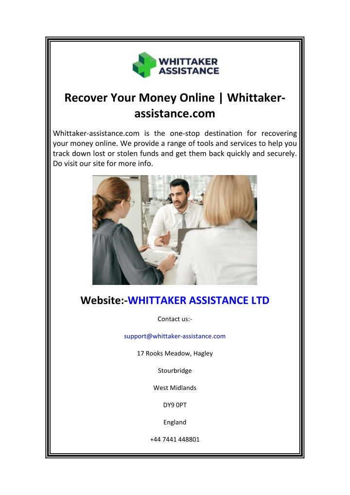 recover your money online whittaker assistance com