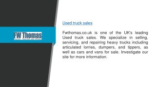 Used Truck Sales Fwthomas.co.uk