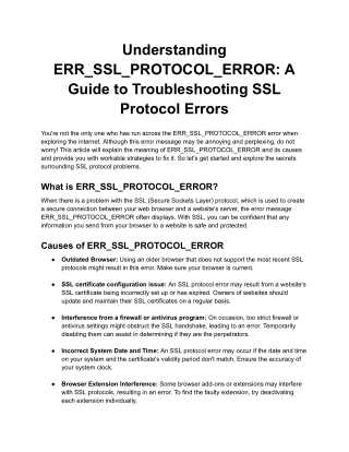 Understanding ERR_SSL_PROTOCOL_ERROR_ A Guide to Troubleshooting SSL Protocol Errors