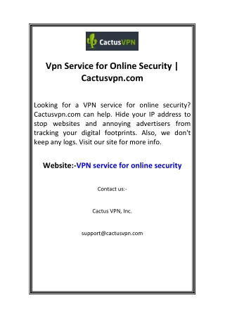 Vpn Service for Online Security Cactusvpn.com