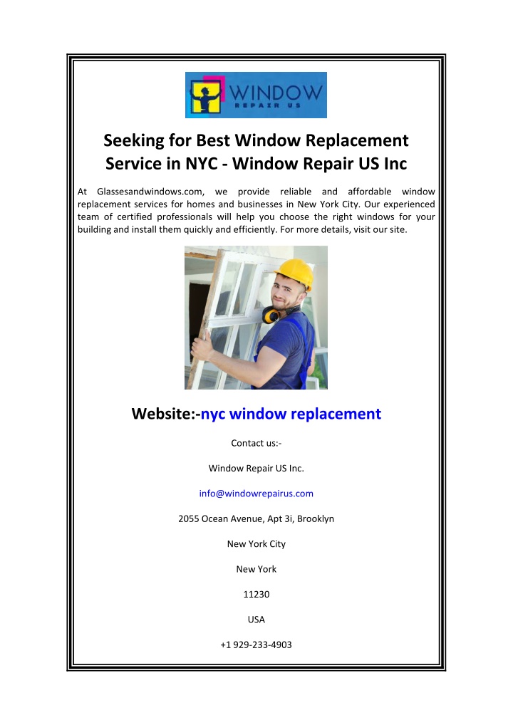 seeking for best window replacement service