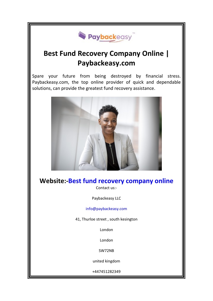 best fund recovery company online paybackeasy com