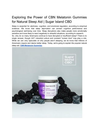 Exploring the Power of CBN Melatonin Gummies for Natural Sleep Aid _ Sugar Island CBD