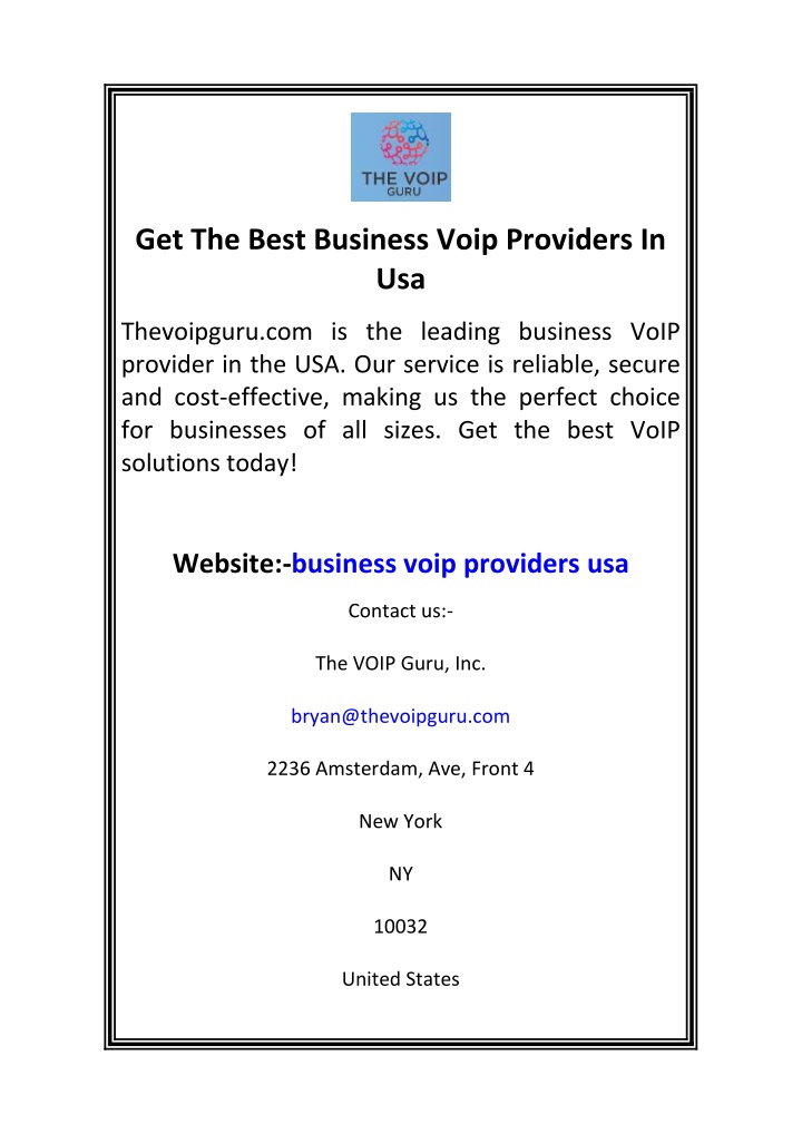 PPT - Get The Best Business Voip Providers In Usa PowerPoint ...