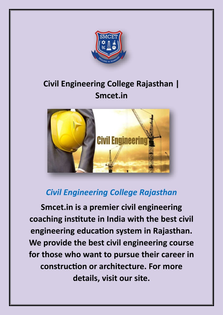 civil engineering college rajasthan smcet in