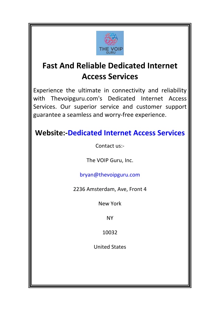 fast and reliable dedicated internet access