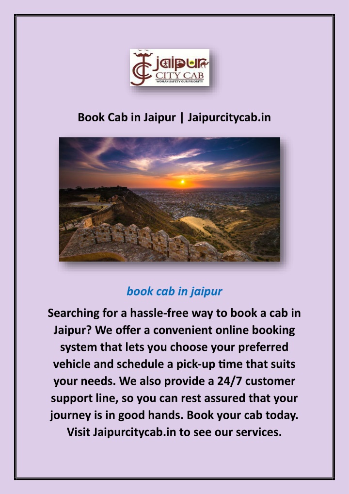 book cab in jaipur jaipurcitycab in