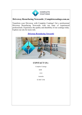 Driveway Resurfacing Newcastle  Completecoatings.com.au