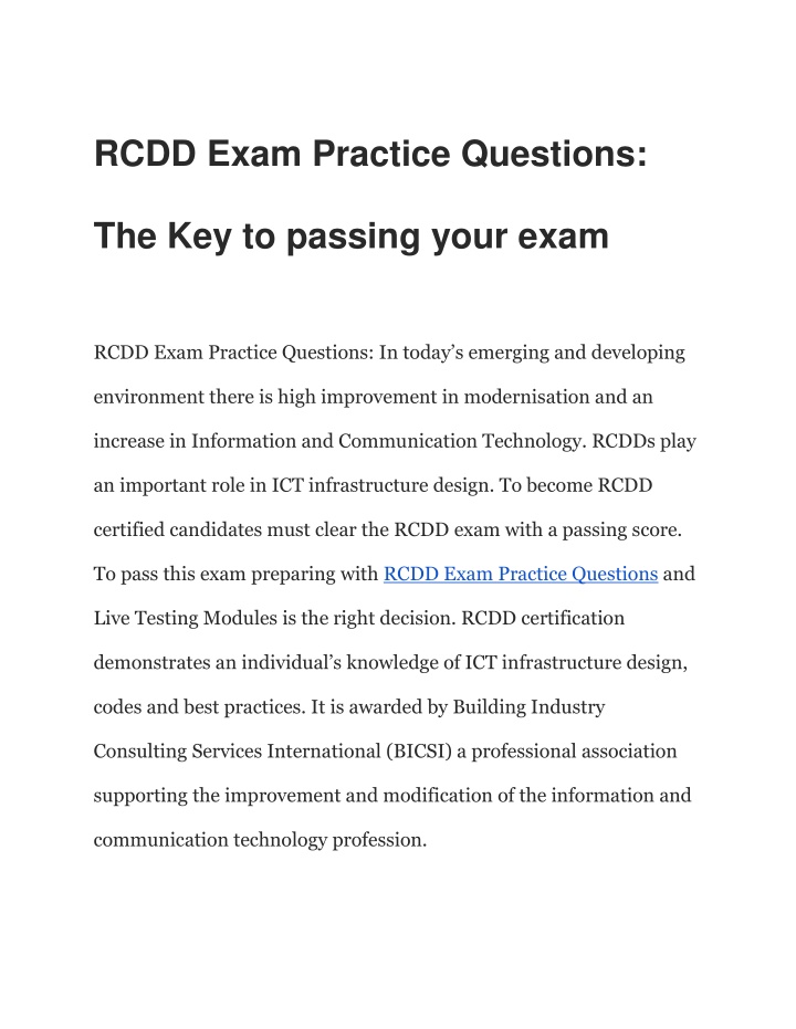 rcdd exam practice questions