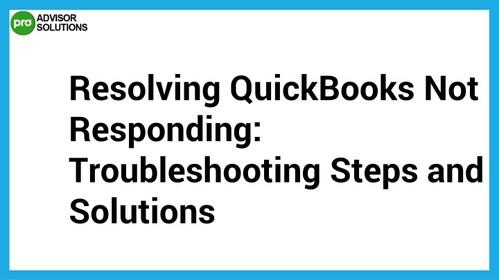 resolving quickbooks not responding