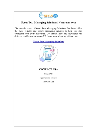 Nexus Text Messaging Solutions Nexus-sms.com