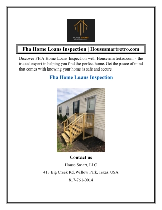 Fha Home Loans Inspection  Housesmartretro.com