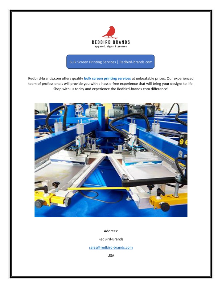 bulk screen printing services redbird brands com