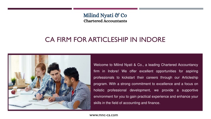 ca firm for articleship in indore