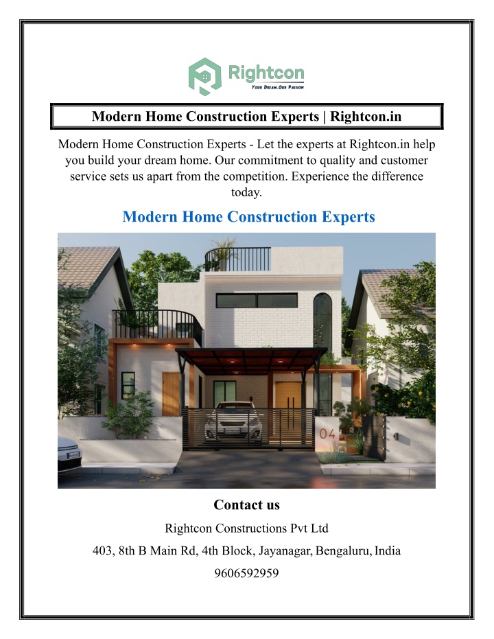 modern home construction experts rightcon in