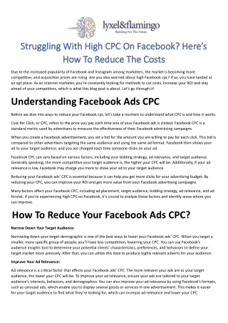 struggling with high cpc on facebook here