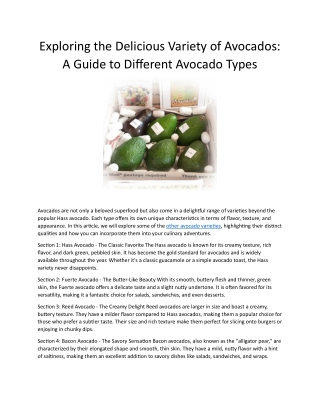 Exploring the Delicious Variety of Avocados
