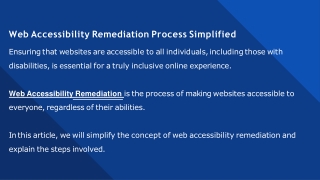 Web Accessibility Remediation Process Simplified