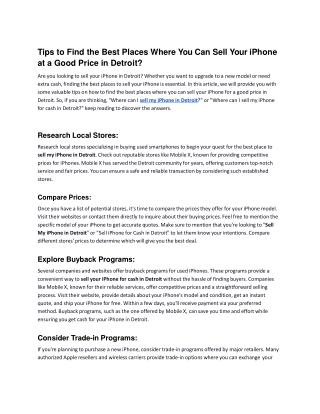 Tips to Find the Best Places Where You Can Sell Your iPhone at a Good Price in Detroit