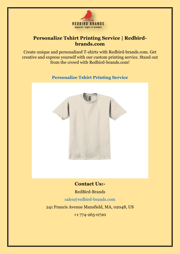 personalize tshirt printing service redbird
