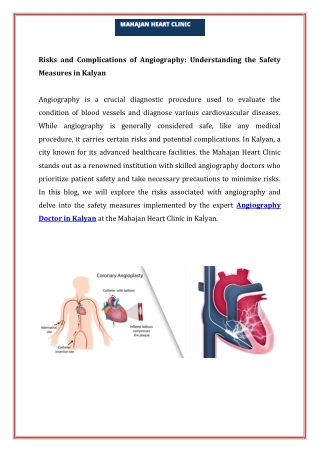 Risks and Complications of Angiography Understanding the Safety Measures in Kalyan