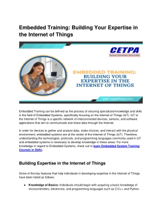 embedded training building your expertise