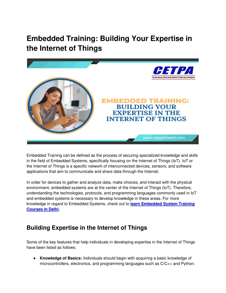 embedded training building your expertise