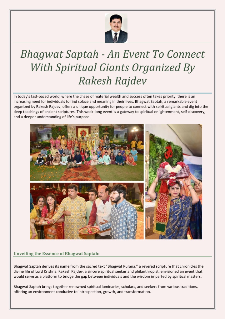 bhagwat saptah an event to connect with spiritual