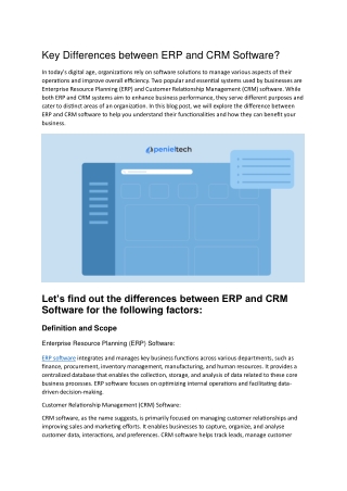 Key Differences between ERP and CRM Software - Penieltech