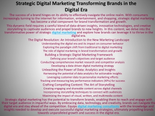 Strategic Digital Marketing Transforming Brands in the Digital Era