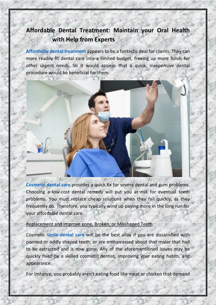 affordable dental treatment maintain your oral