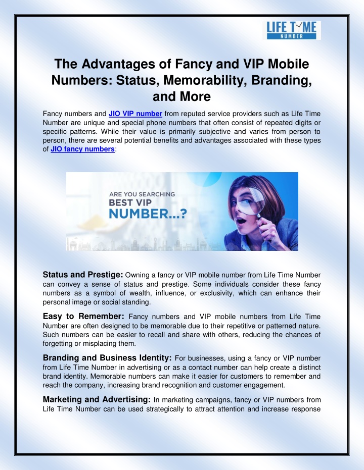 the advantages of fancy and vip mobile numbers