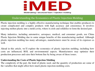 Understanding the Economics of Plastic Injection Molding
