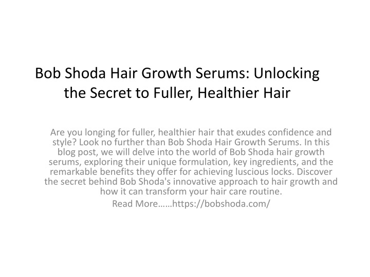 bob shoda hair growth serums unlocking the secret to fuller healthier hair