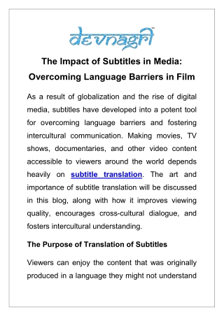 the impact of subtitles in media