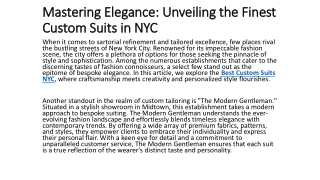 Mastering Elegance: Unveiling the Finest Custom Suits in NYC