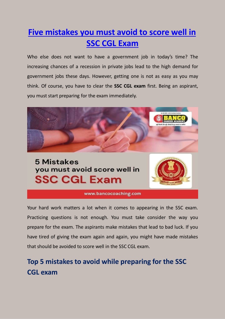 five mistakes you must avoid to score well in ssc cgl exam