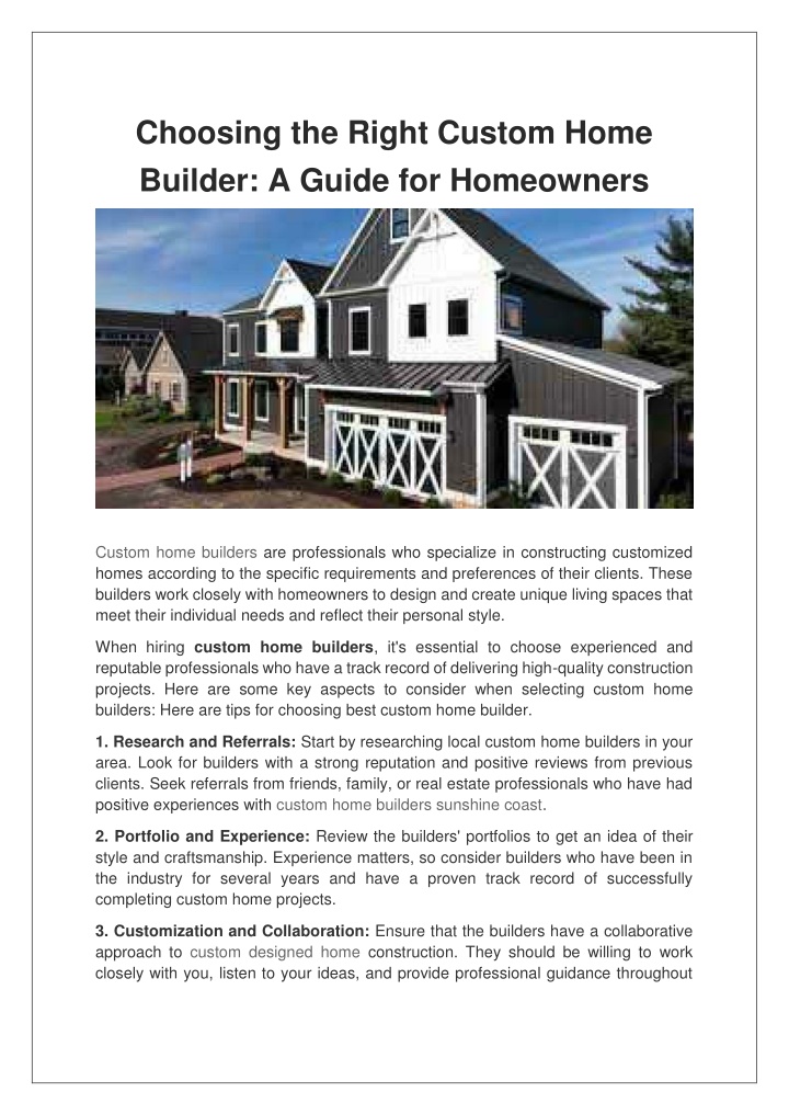 choosing the right custom home builder a guide