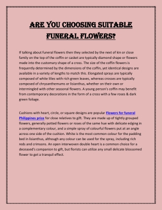 Are You Choosing Suitable Funeral Flowers