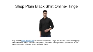 Shop Plain Black Shirt Online- Tinge