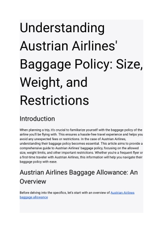 Understanding Austrian Airlines' Baggage Policy_ Size, Weight, and Restrictions