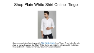 Shop Plain White Shirt Online- Tinge