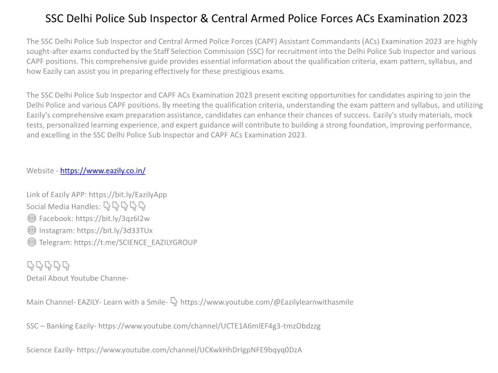 ssc delhi police sub inspector central armed police forces acs examination 2023