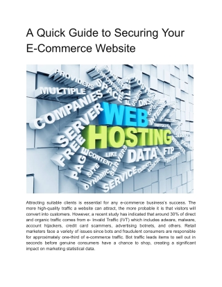 A Quick Guide to Securing Your E-Commerce Website