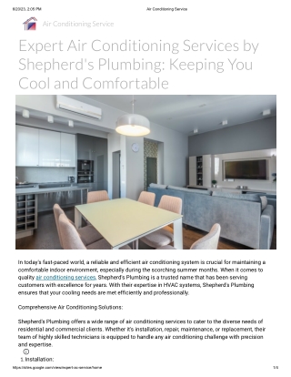 Expert Air Conditioning Services by Shepherd's Plumbing: Keeping You Cool and Co