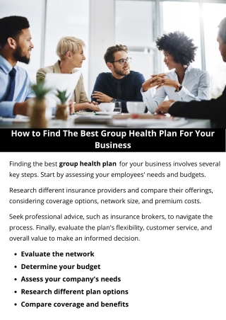 how to find the best group health plan for your