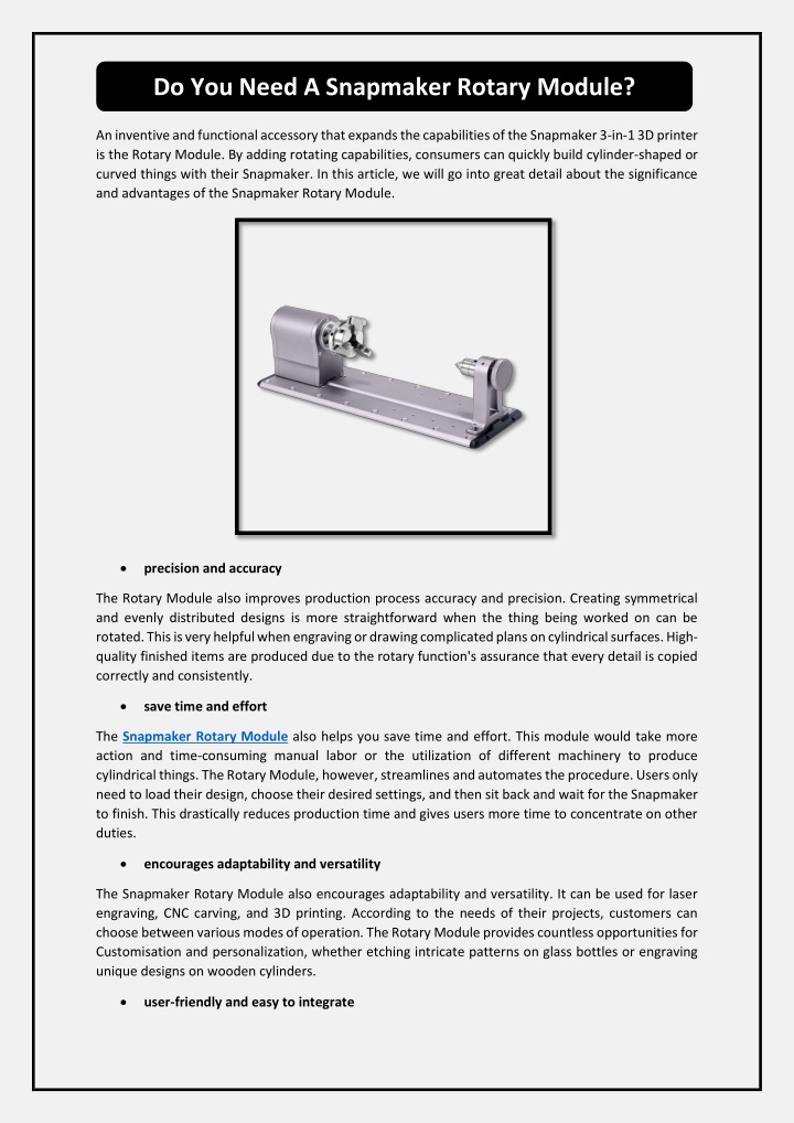 do you need a snapmaker rotary module