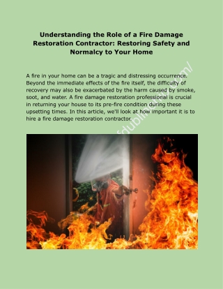 Best Fire Damage Restoration Contractor