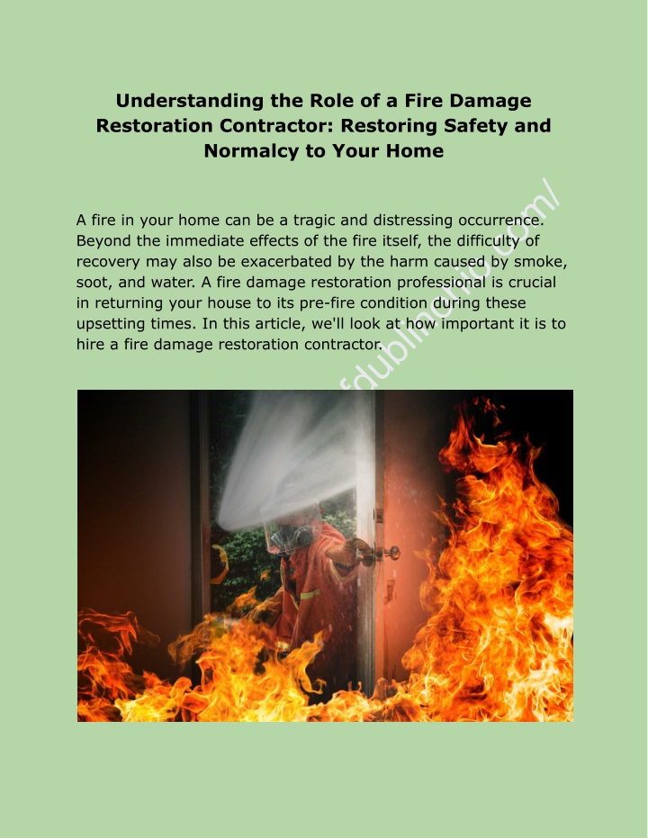 understanding the role of a fire damage