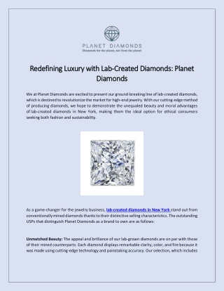 Redefining Luxury with Lab-Created Diamonds Planet Diamonds